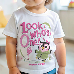 1st Birthday First Birthday Happy Owl Baby T-Shirt
