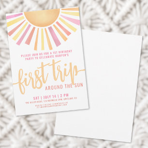 1st Birthday First Trip Around The Sun Invitation