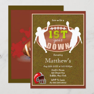 1st Birthday Football Party Invitations