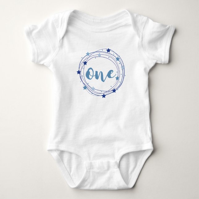 1st birthday for baby boy bodysuit (Front)