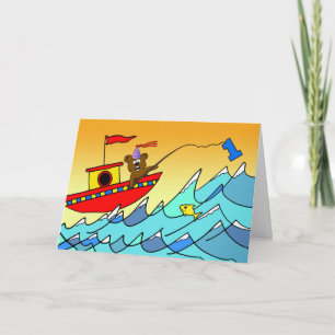 1st Birthday for Child, Party Bear Fishing Card