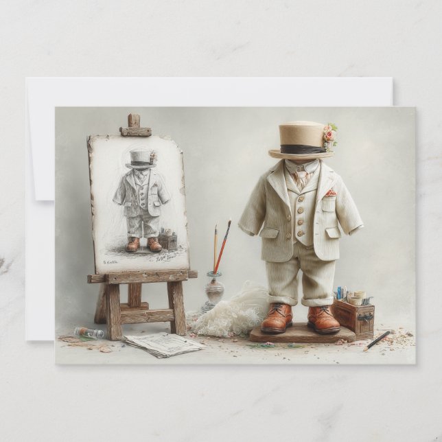 1st birthday French Artist Baby Suit Paint Studio Invitation (Front)