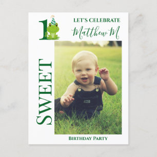1st Birthday Frog party invitation Postcard
