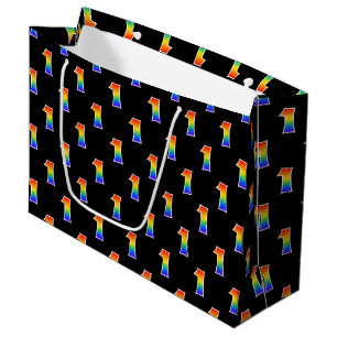 1st Birthday: Fun Rainbow Event Number 1 Pattern Large Gift Bag
