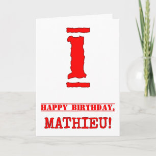 1st Birthday: Fun, Red Rubber Stamp Inspired Look Card