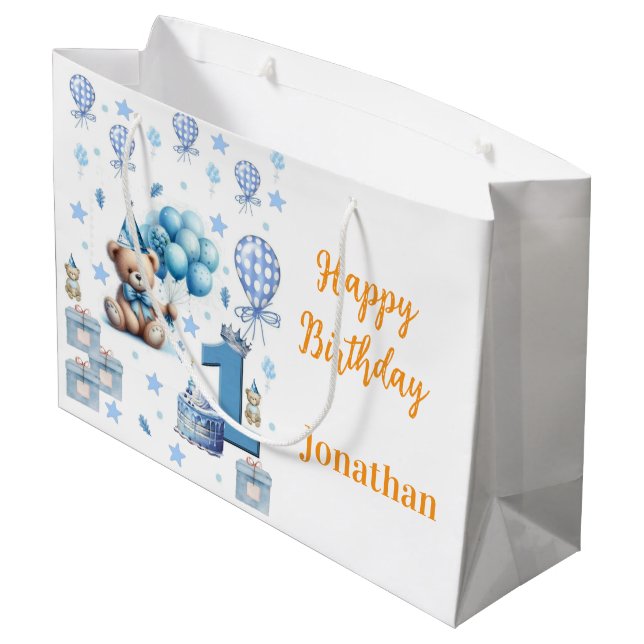 1st. Birthday Gift Bag Teddy Bear  (Back Angled)