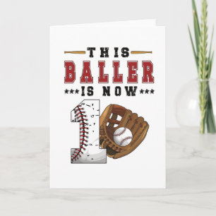1st Birthday Gift Baseball Player 1 Year Old Boy Card