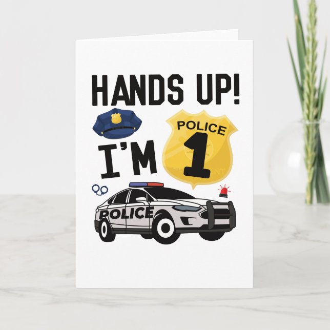 1st Birthday Gift Police Officer 1 Year Old Boy Card (Front)