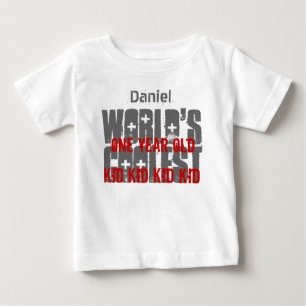 1st Birthday Gift World's Coolest 1 Year Old W01A Baby T-Shirt