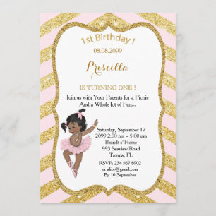 1st Birthday GIRL,Ethnic 1st Birthday,Ballerine Invitation