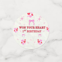  1ST BIRTHDAY GIRL HEARTS PURPLE STARS CONFETTI
