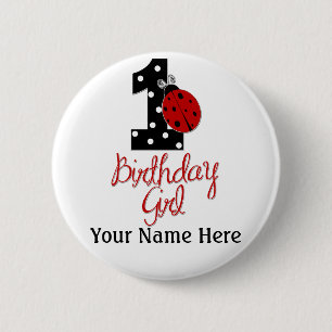 1st Birthday Girl - Lady Bug - 1 - Ladybug 6 Cm Round Badge