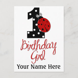 1st Birthday Girl - Lady Bug - 1 - Ladybug Postcard