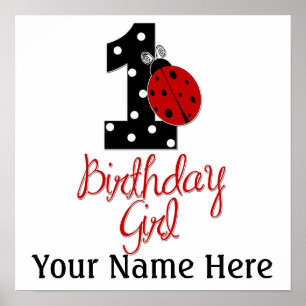 1st Birthday Girl - Lady Bug - 1 - Ladybug Poster