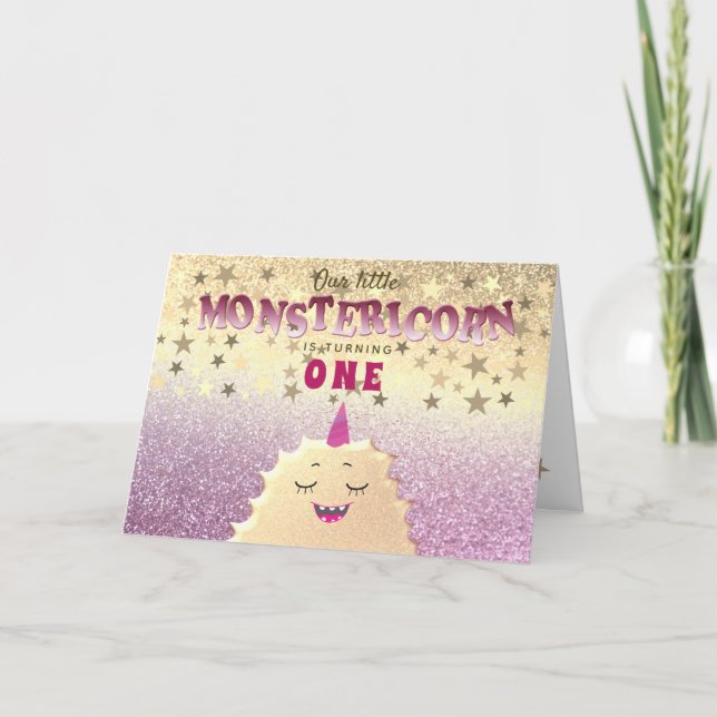 1st Birthday Girl Little Monster Invitation (Front)