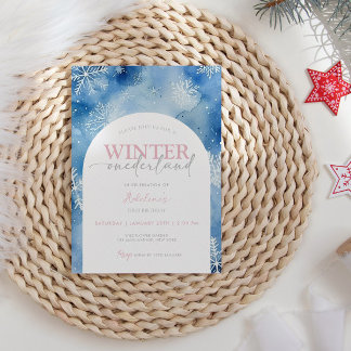 1st Birthday Girl Winter Onederland Party Snow Invitation