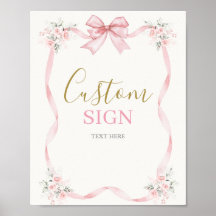 1st Birthday Girl with bow Poster