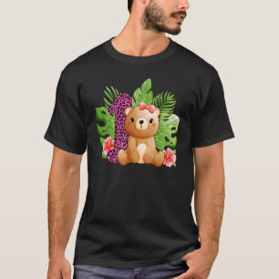 1st Birthday Girls Bear 1 Years Old Safari Animal T-Shirt
