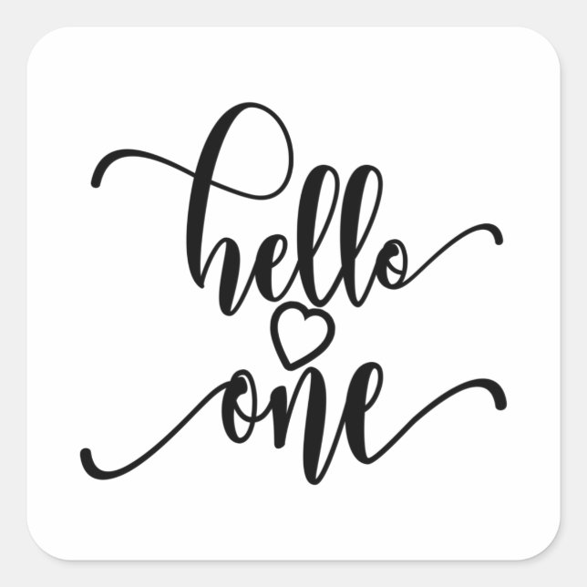 1st Birthday Girls Hello One Cute 1 Year Old Baby Square Sticker (Front)