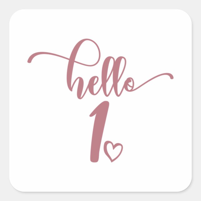 1st Birthday Girls Hello One Cute 1 Year Old Baby Square Sticker (Front)