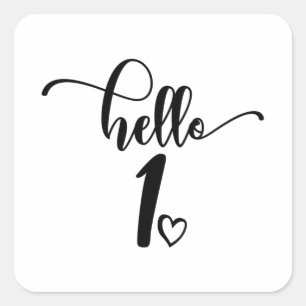 1st Birthday Girls Hello One Cute 1 Year Old Baby Square Sticker