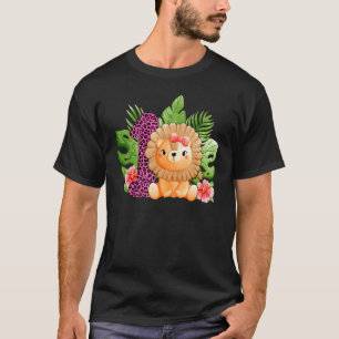 1st Birthday Girls Lion 1 Years Old Safari Animal T-Shirt