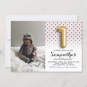 1st Birthday Glitter Portrait Invitation