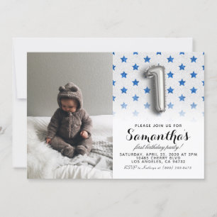1st Birthday Glitter Portrait Invitation