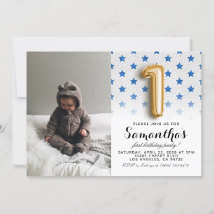 1st Birthday Glitter Portrait Invitation