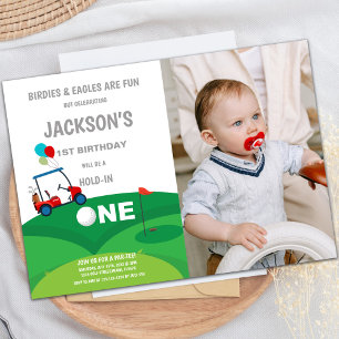 1st Birthday Golf Invitations with photo