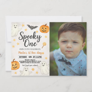 1st Birthday Halloween Invitation with photo