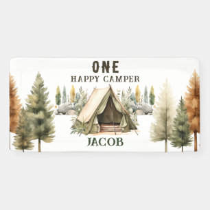 1st Birthday Happy Camper Kids Birthday Party Banner