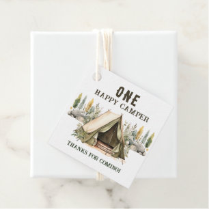 1st Birthday Happy Camper Kids Birthday Party Favour Tags