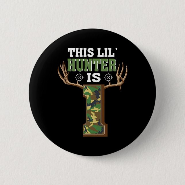 1st Birthday Hunting Deer 1 Year Old Hunter  6 Cm Round Badge (Front)