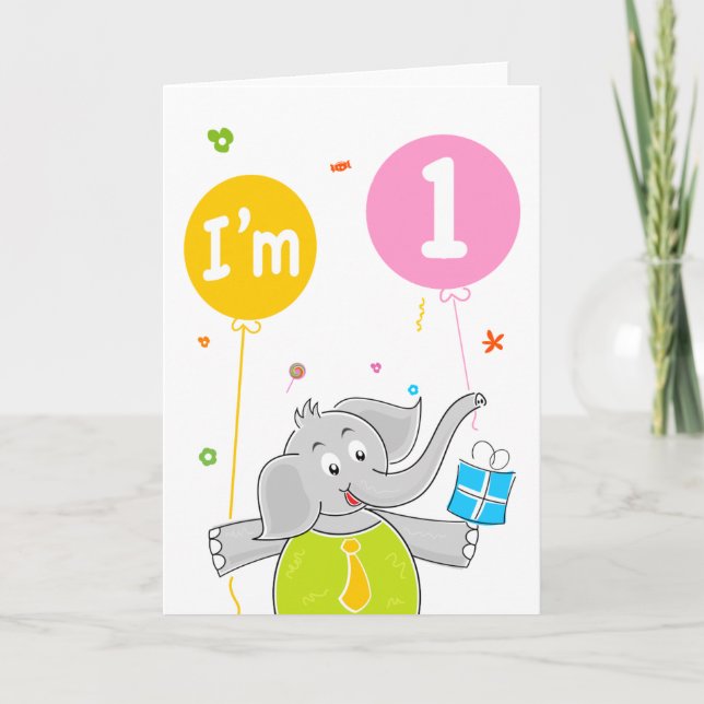 1st Birthday I am 1 Years Old Card (Front)