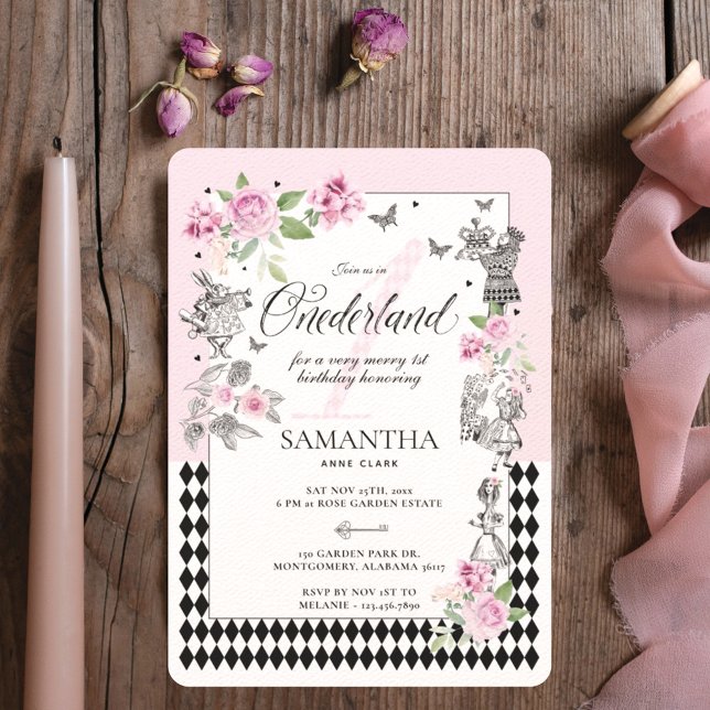 1st Birthday in Onederland Chic Floral Fairytale Invitation (Creator Uploaded)