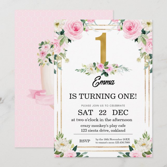 1st Birthday Invitation (Front/Back)
