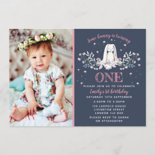 1st birthday invitation - bunny design
