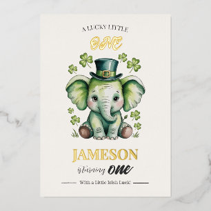 1st Birthday Invitation   Foil St. Patrick's Card