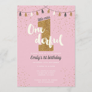 1st birthday invitation - girls glitter party