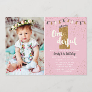 1st birthday invitation - girls glitter party
