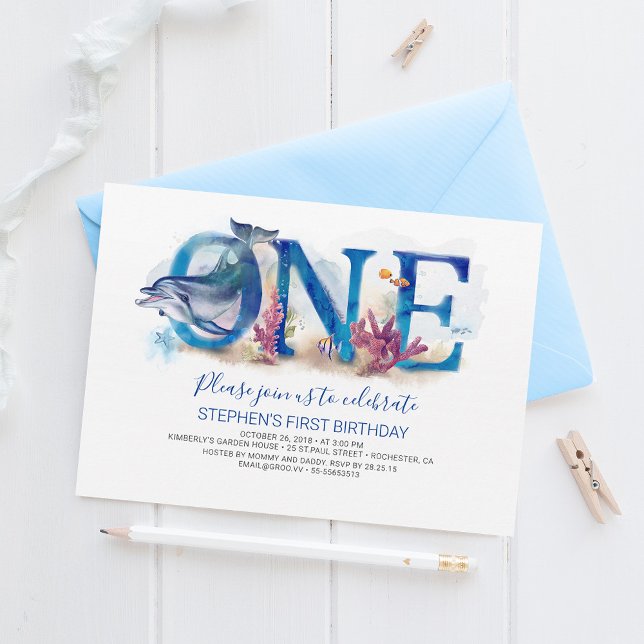 1st Birthday Invitation Under the Sea Ocean Beach (Creator Uploaded)