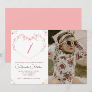 1st birthday invitations Boho Floral Photo