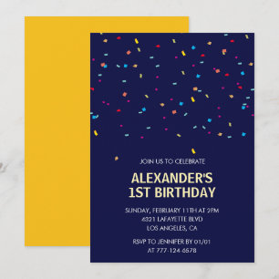 1st birthday invitations Boy Confetti Modern