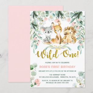1st Birthday Invitations   Pink Jungle Babies