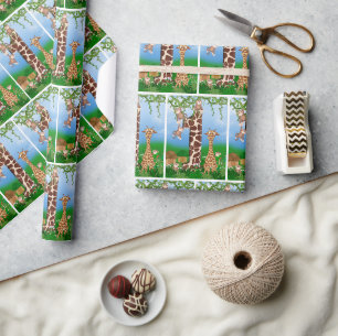 1st Birthday Jungle Animals Wrapping Paper