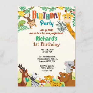 1st Birthday Jungle Invitation