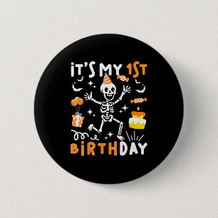 1st birthday kids funny skeleton 1st birthday 6 cm round badge