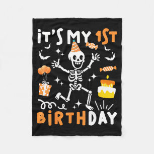 1st birthday kids funny skeleton 1st birthday fleece blanket