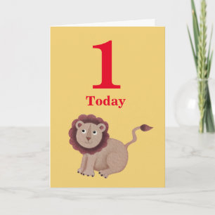 1st Birthday Lion and jungle Friends Card
